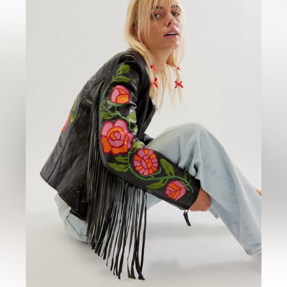 Free People X Mauritius Crissy 100% Leather Fringe Jacket NWT XL SOLD OUT STYLE! - Picture 3 of 16